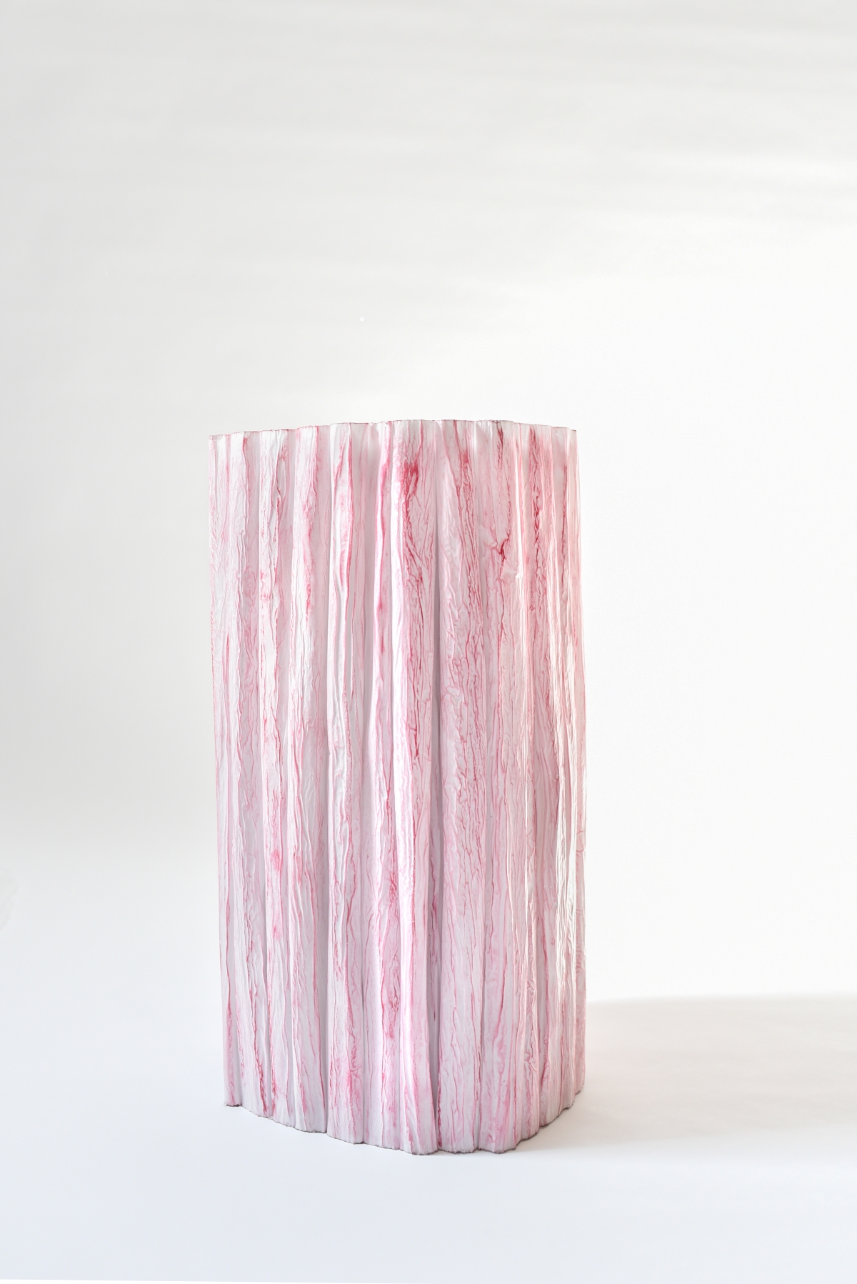 Red Urushi Paper Pleats Stool High - Spazio Nobile