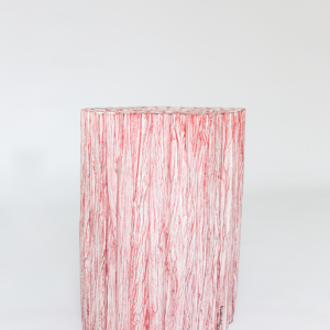 Red Urushi Paper Pleats Low Stool